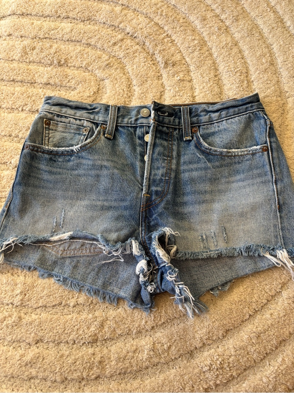 Levi's Distressed Light Blue Denim Cutoff Shorts